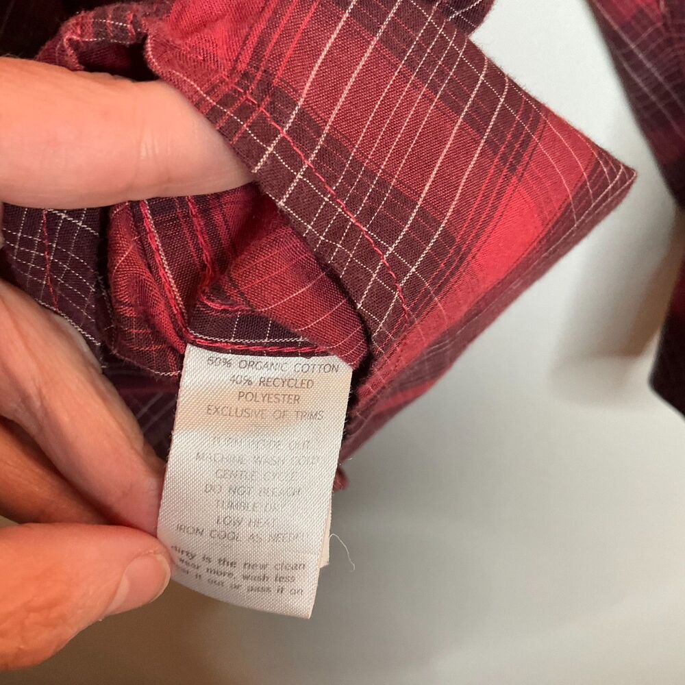 Horny Toad Organic Cotton Red Plaid Button Up L/S Size Large - Picture 6 of 11